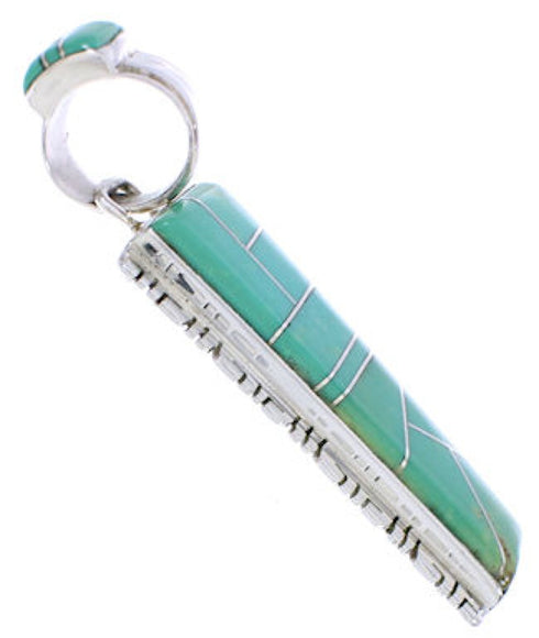 Turquoise Inlay Silver Southwest Pendant FX30927